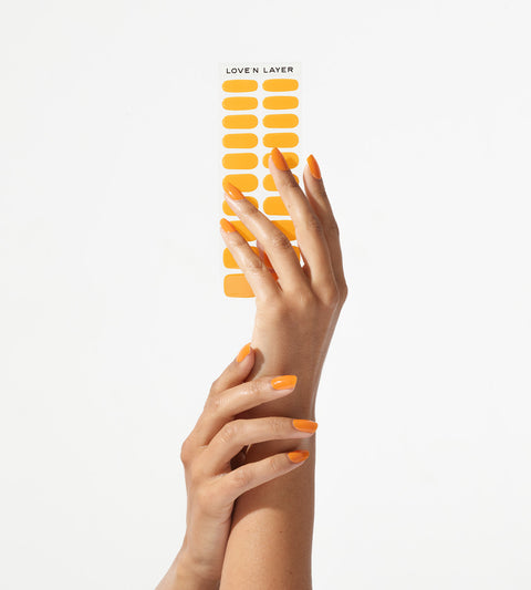 Solid Sunny Orange Nail polish Layers